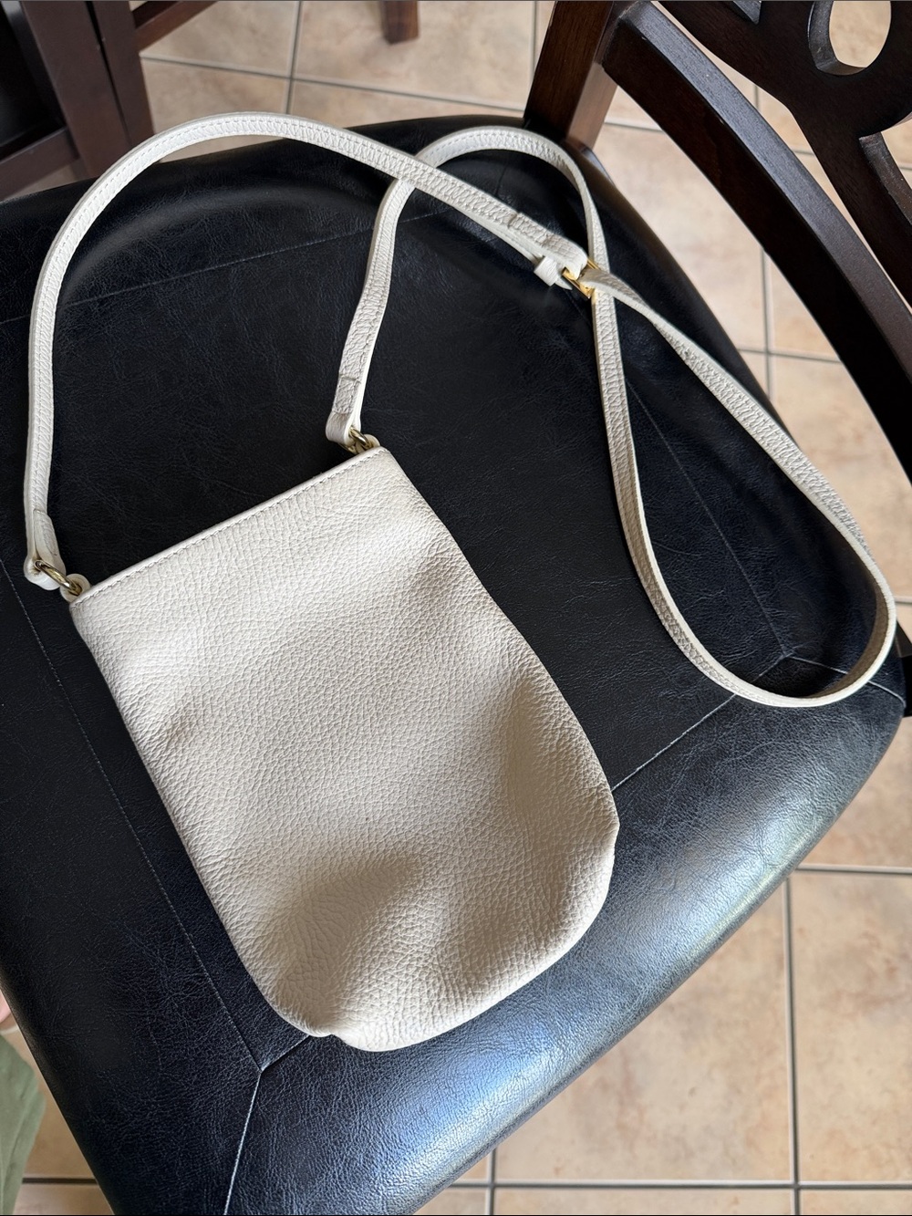 Quince Cream Pebbled Leather Crossbody Pouch